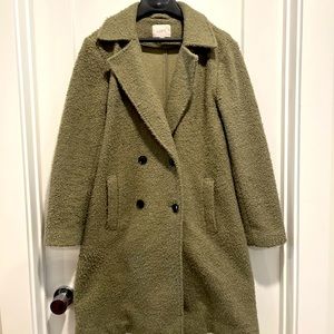 LOFT Softened Double Breasted Coat in Soft Moss Green Size Small Regular